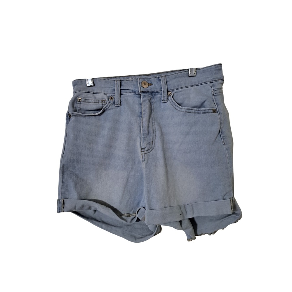 No Boundaries Womens Light Wash Denim Shorts Mid Rise Cuffed Size 9 Blue